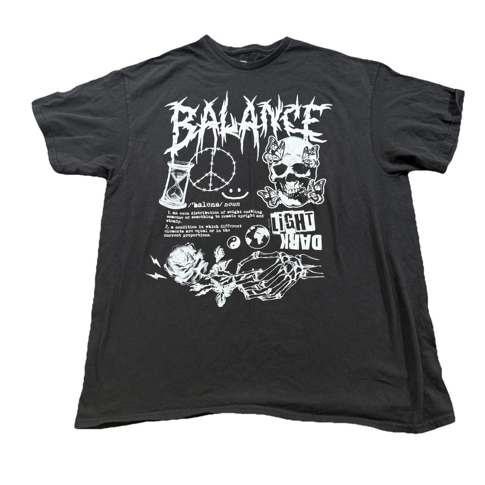 DOM Shirt Black Y2K Balance‎ Grunge Skull  Street Wear Skater Goth Thrasher M/L